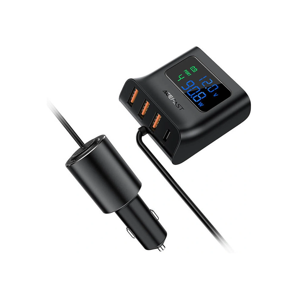 Ładowarka samochodowa Acefast B8 3x USB-A, USB-C, 90W (czarny)