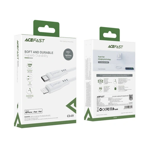 Kup Kabel Acefast C3-01 USB-C / Lightning, MFi, 30W, 1.2m (weiß) - ACE23 - {ean13} - Sklep Home Screen