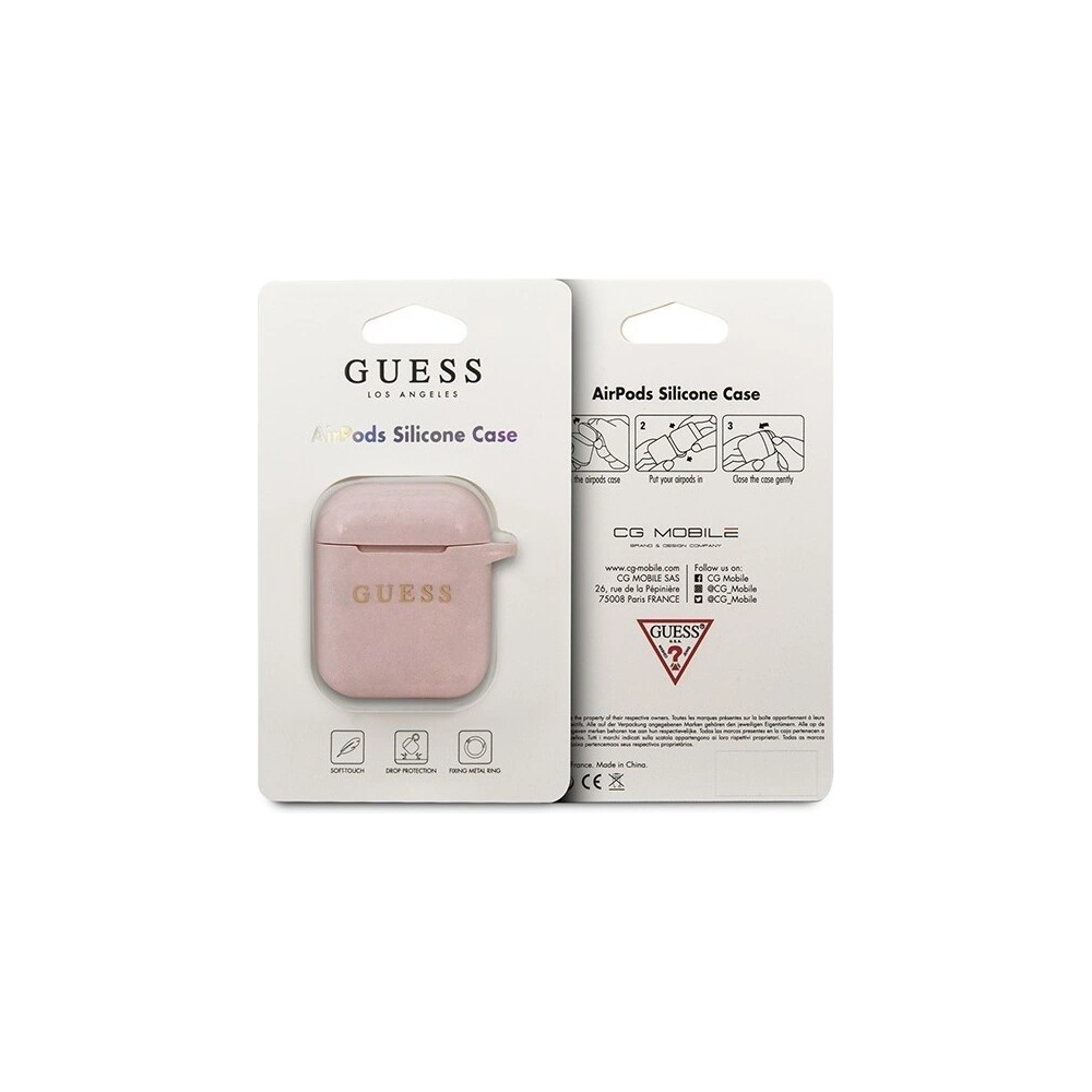 Etui Guess GUACCSILGLLP Apple AirPods cover jasnoróżowy/pink Silicone