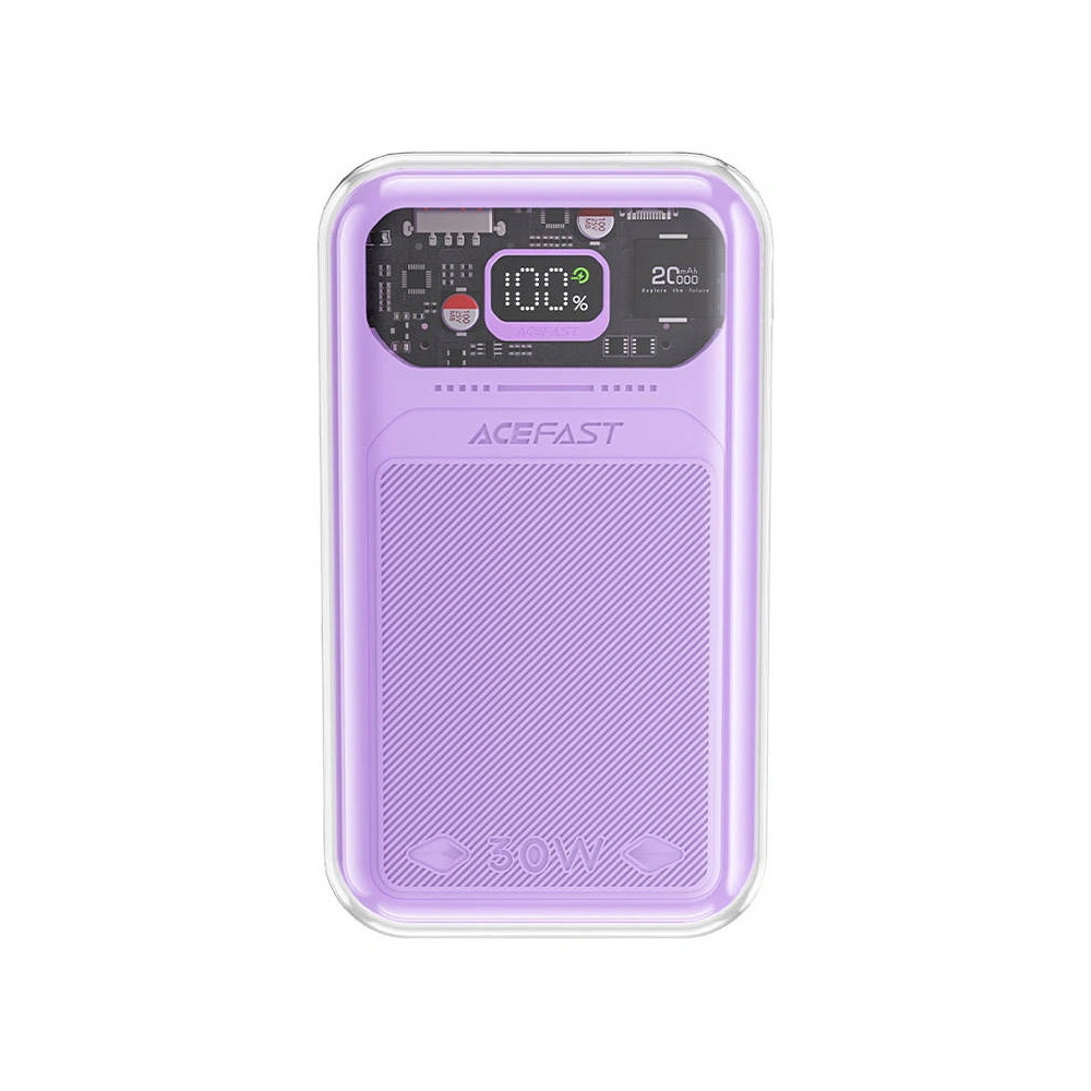 Powerbank Acefast M2 Sparkling Series, 20000mAh, 30W (fioletowy) + kabel USB-C