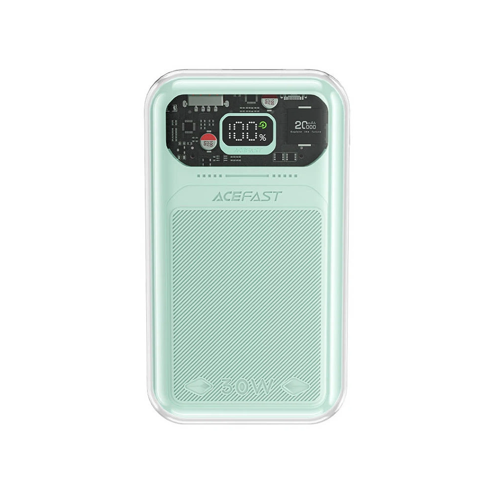 Powerbank Acefast M2 Sparkling Series, 20000mAh, 30W (zielony) + kabel USB-C
