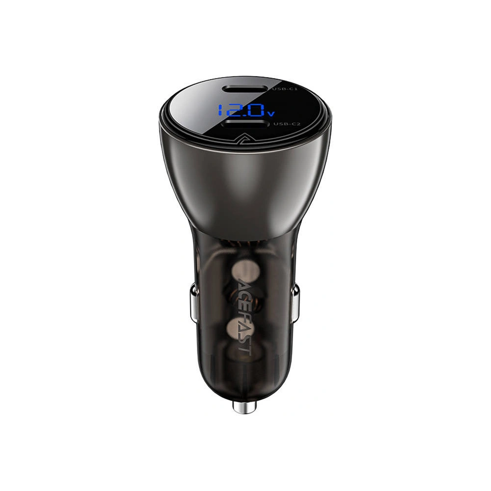 Ładowarka samochodowa Acefast B10 2xUSB-C, 60W z wyświetlaczem (czarny)