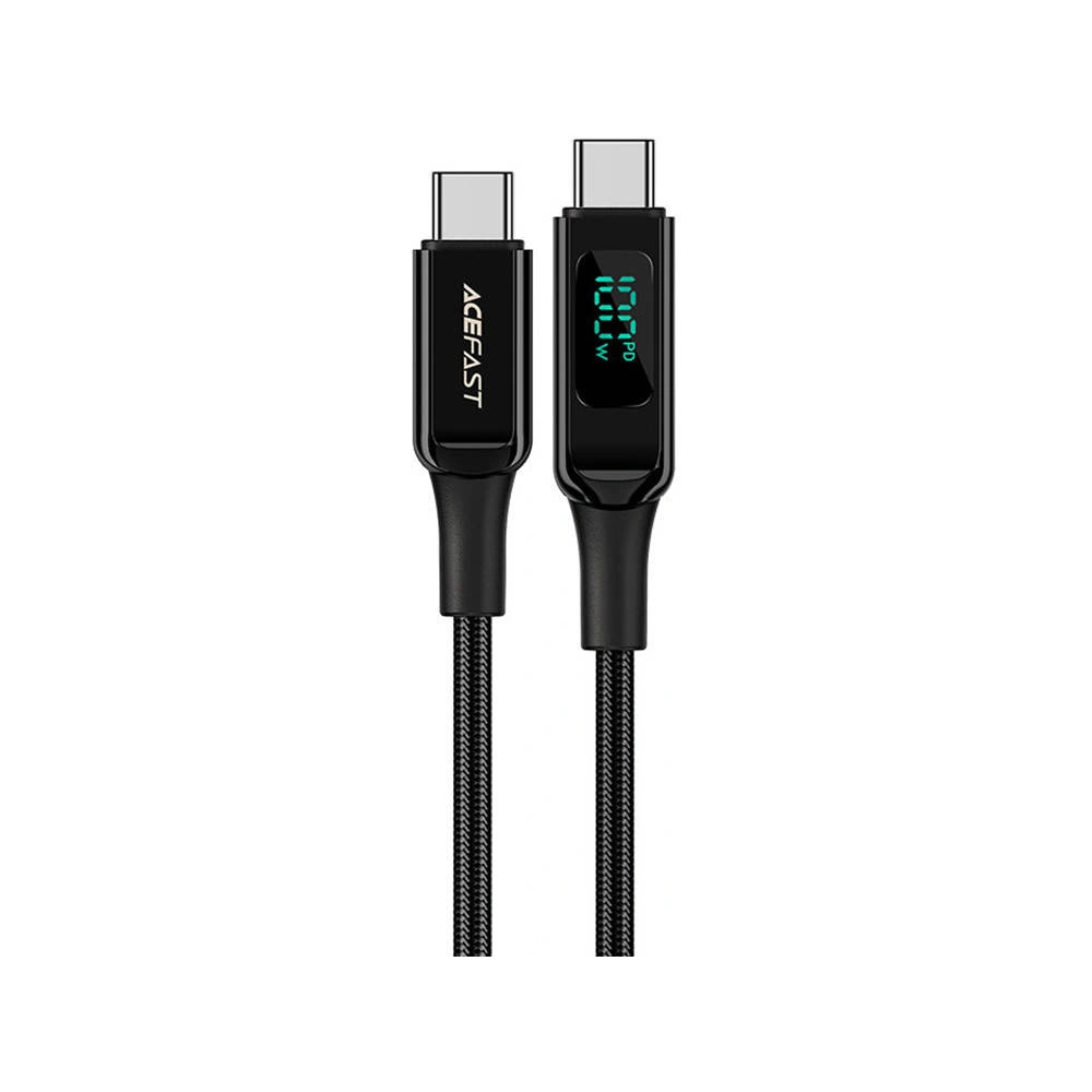 Kabel Acefast C6-03 USB-C / USB-C, 100W, 2m z wyświetlaczem (czarny)