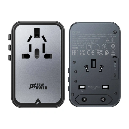 Kup Acefast Z1 US/EU/UK/AU încărcător de perete de călătorie, 2xUSB-A, 3xUSB-C, GaN, 67W, (negru) - ACE82 - {ean13} - Sklep Home Screen
