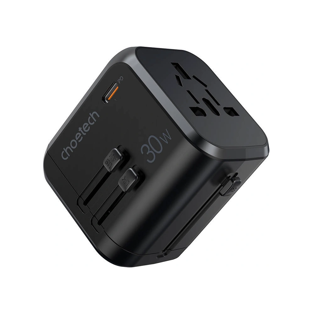 Ładowarka sieciowa podróżna Choetech PD5008 3xUSB-A, 1xUSB-C, GaN, 30W, US/EU/UK/AU (czarna)