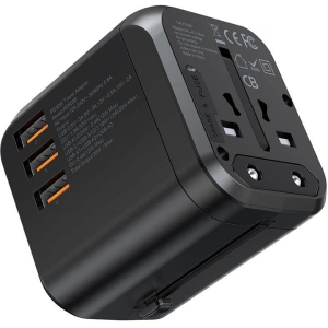 Buy Choetech PD5008 travel charger 3xUSB-A, 1xUSB-C, GaN, 30W, US/EU/UK/AU (black) - CHT192 - {ean13} - Home Screen Store Europe