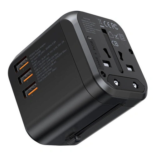 Kup Choetech Încărcător de călătorie PD5008 3xUSB-A, 1xUSB-C, GaN, 30W, US/EU/UK/AU (negru) - CHT192 - {ean13} - Sklep Home Screen