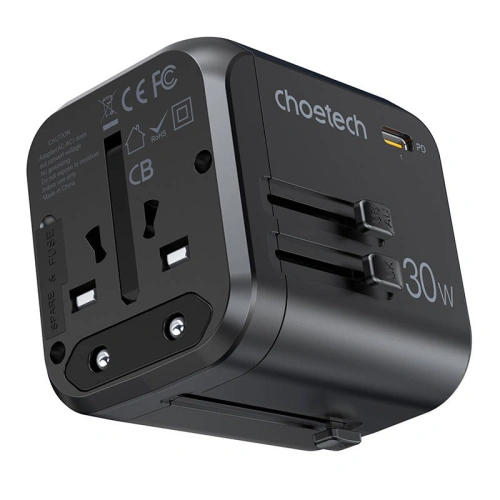 Kup Choetech Încărcător de călătorie PD5008 3xUSB-A, 1xUSB-C, GaN, 30W, US/EU/UK/AU (negru) - CHT192 - {ean13} - Sklep Home Screen