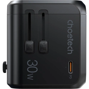 Buy Choetech PD5008 travel charger 3xUSB-A, 1xUSB-C, GaN, 30W, US/EU/UK/AU (black) - CHT192 - {ean13} - Home Screen Store Europe
