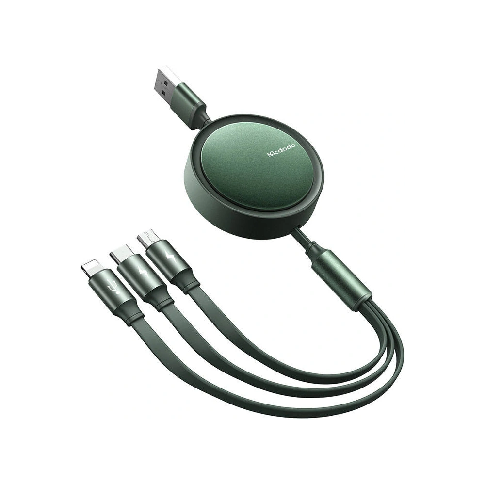 Kabel zwijany USB Mcdodo CA-7251 3w1 USB-A / Lightning, USB-C, microUSB 1,2m zielony