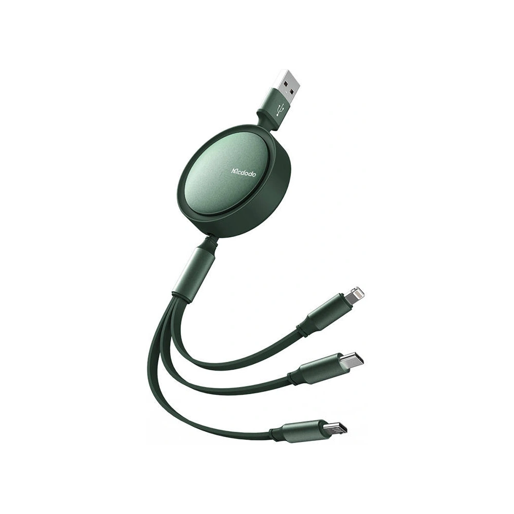 Kabel zwijany USB Mcdodo CA-7251 3w1 USB-A / Lightning, USB-C, microUSB 1,2m zielony