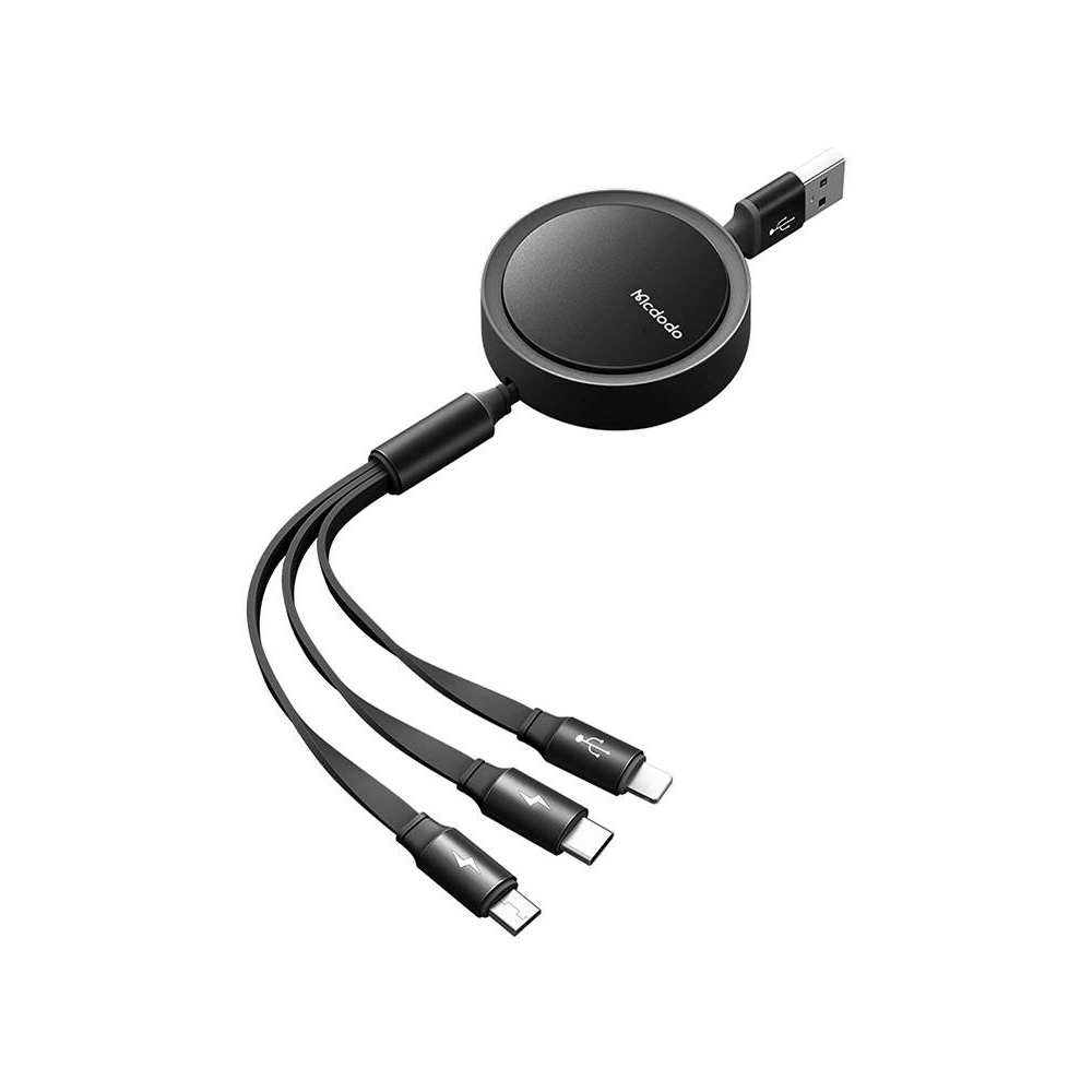 Kabel zwijany USB Mcdodo CA-7250 3w1 USB-A / Lightning, USB-C, microUSB 1,2m czarny