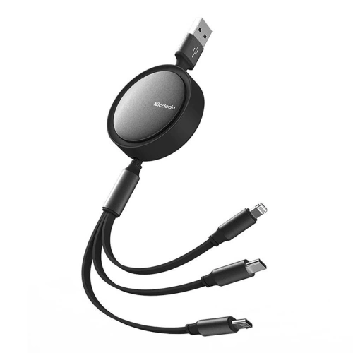 Buy Mcdodo CA-7250 3-in-1 USB-A / Lightning, USB-C, microUSB coiled cable 1.2m black - MDD150 - {ean13} - Home Screen Store Europe