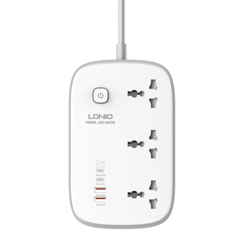 Kup Netzsteckerleiste LDNIO SC3416 3x EU-Stecker, 2xUSB-A, 2xUSB-C, GaN, 65W weiß - LDN476 - {ean13} - Sklep Home Screen