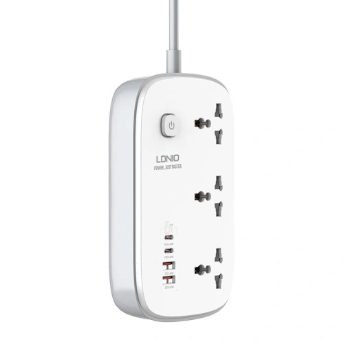 Kup Netzsteckerleiste LDNIO SC3416 3x EU-Stecker, 2xUSB-A, 2xUSB-C, GaN, 65W weiß - LDN476 - {ean13} - Sklep Home Screen