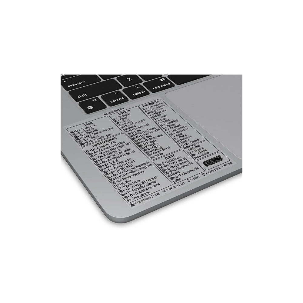 Naklejka ze skrótami klawiszowymi GrizzGlass MacOS Adobe Illustrator [PL]