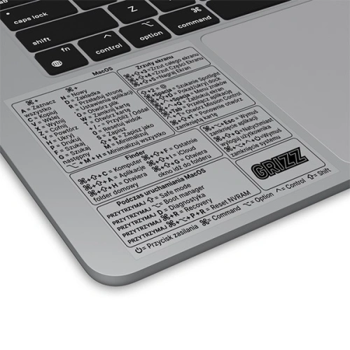 Buy GrizzGlass MacOS Intel keyboard shortcuts sticker [PL] - GRZ7331 - {ean13} - Home Screen Store Europe