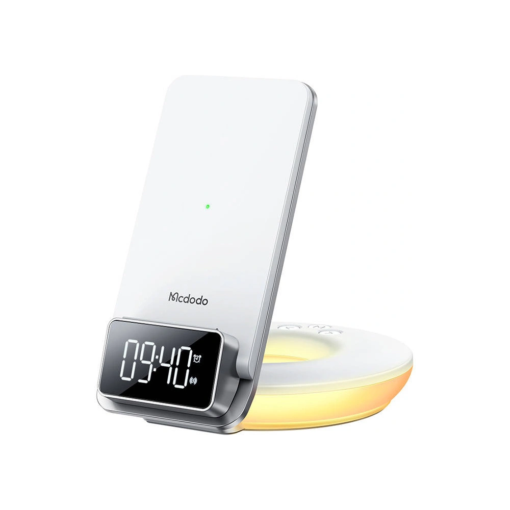 Ładowarka bezprzewodowa z funkcją lampki nocnej / budzika Mcdodo CH-1610 15W, biała