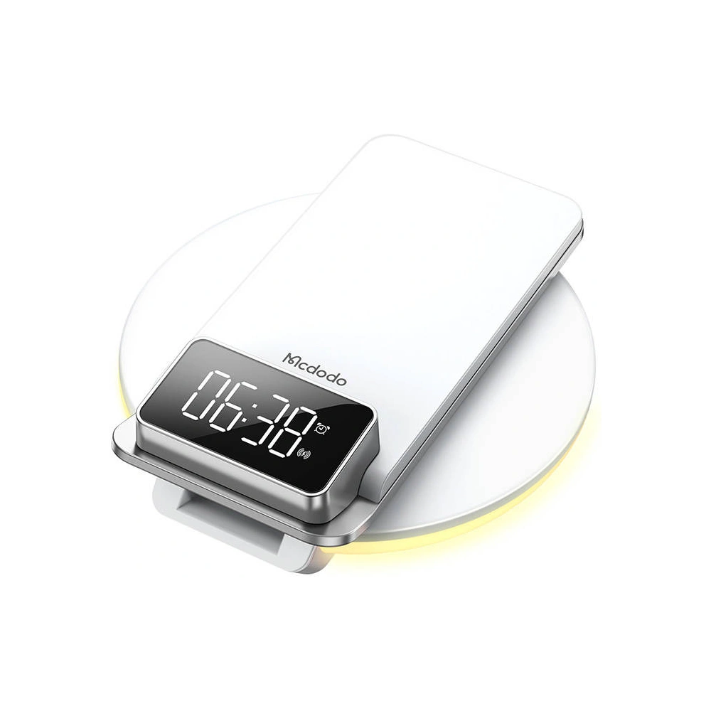 Ładowarka bezprzewodowa z funkcją lampki nocnej / budzika Mcdodo CH-1610 15W, biała