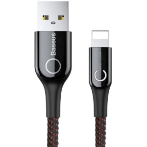 Lightning Cable with LED Lamp Baseus C-shaped 2.4A 1m Black