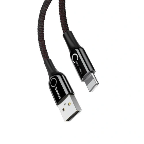 Buy Lightning Cable with LED Lamp Baseus C-shaped 2.4A 1m Black - BSU492BLK - {ean13} - Home Screen Store Europe