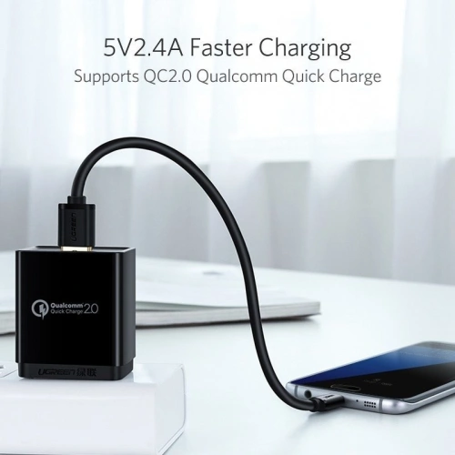 Kup UGREEN QC 2.0 2A 1m micro USB kábel (fekete) - UGR036BLK - {ean13} - Sklep Home Screen