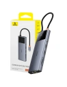 Adapter 10w1 Baseus Metal Gleam II Serie USB-C / HDMI, USB-A (10Gbps), 2xUSB-A, USB-C, USB-C (PD), RJ45, SD/TF, mini-jack 3,5mm