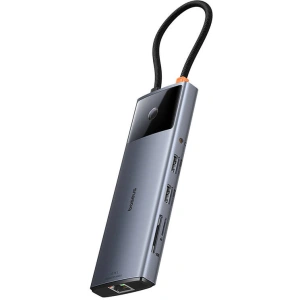Adapter 10w1 Baseus Metal Gleam II Series USB-C / HDMI, USB-A (10Gbps), 2xUSB-A, USB-C, USB-C (PD), RJ45, SD/TF, mini-jack 3,5mm