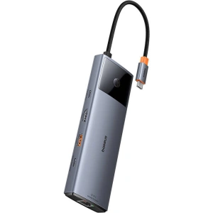 Adapter 10w1 Baseus Metal Gleam II Series USB-C / HDMI, USB-A (10Gbps), 2xUSB-A, USB-C, USB-C (PD), RJ45, SD/TF, mini-jack 3,5mm