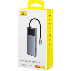 Adapter 10w1 Baseus Metal Gleam II Series USB-C / HDMI, USB-A (10Gbps), 2xUSB-A, USB-C, USB-C (PD), RJ45, SD/TF, mini-jack 3,5mm