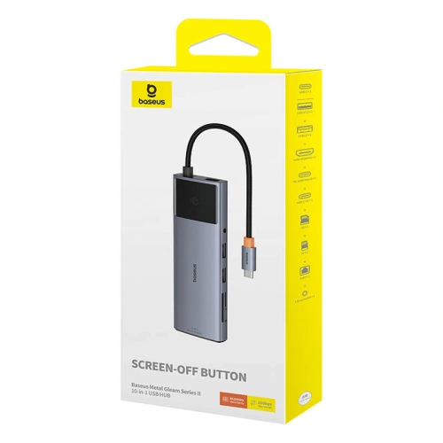 Kup Adapter 10w1 Baseus Metal Gleam II Serie USB-C / HDMI, USB-A (10Gbps), 2xUSB-A, USB-C, USB-C (PD), RJ45, SD/TF, mini-jack 3,5mm - BSU4772 - {ean13} - Sklep Home Screen