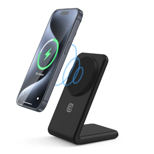 Kup Crong Încărcător wireless 2 în 1 MagSpot Stand MagSafe (negru) - CRG669 - {ean13} - Sklep Home Screen