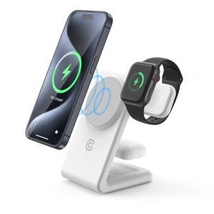 Kup Ładowarka bezprzewodowa 3w1 Crong MagSpot Pivot Stand MagSafe (biały) - CRG670 - {ean13} - Sklep Home Screen