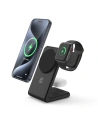 Crong Încărcător wireless 3 în 1 MagSpot Pivot Stand MagSafe (negru)