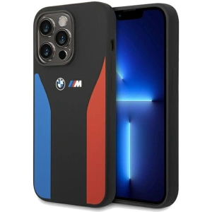 Buy BMW BMHCP15X22SCSK Apple iPhone 15 Pro Max Silicone Blue&Red Stripes M Collection black - BMW574 - {ean13} - Home Screen Store Europe