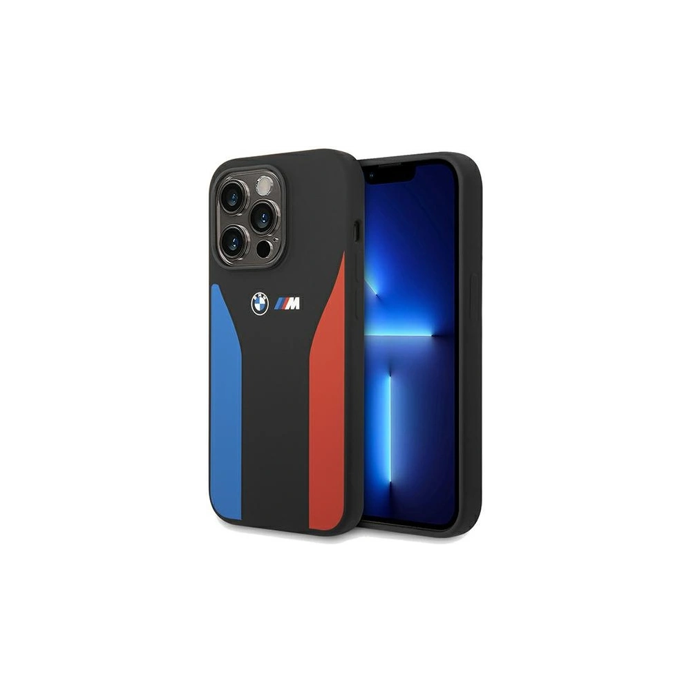 Etui BMW BMHCP15X22SCSK Apple iPhone 15 Pro Max Silicone Blue&Red Stripes M Collection czarny/black