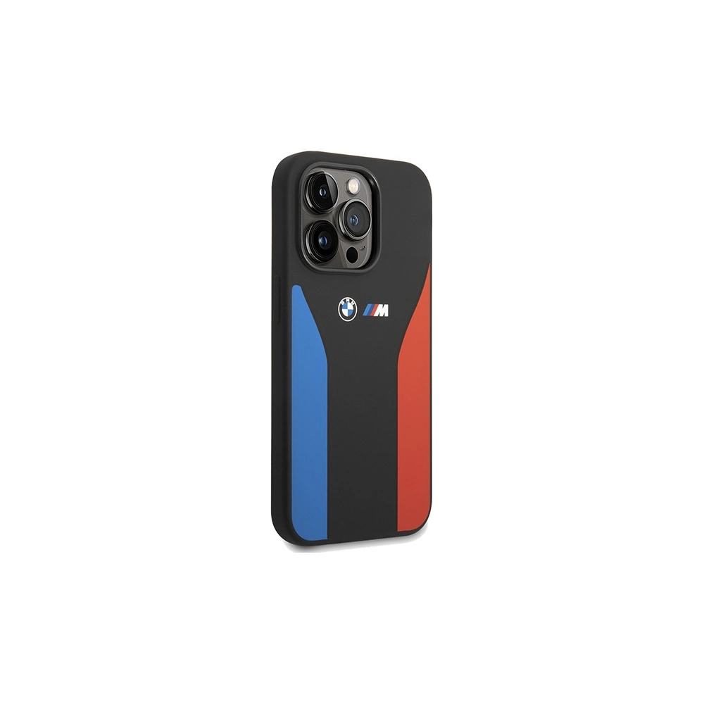 Etui BMW BMHCP15X22SCSK Apple iPhone 15 Pro Max Silicone Blue&Red Stripes M Collection czarny/black