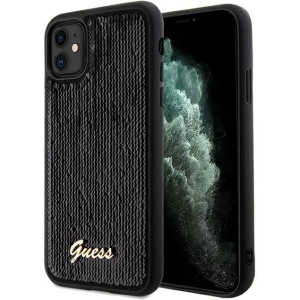 Kup Case Guess GUHCN61PSFDGSK Apple iPhone XR / 11 Hartschale Pailletten Schrift Metall schwarz/black - GUE3054 - {ean13} - Sklep Home Screen