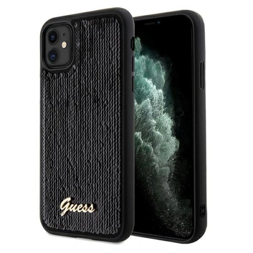 Kup Case Guess GUHCN61PSFDGSK Apple iPhone XR / 11 Hartschale Pailletten Schrift Metall schwarz/black - GUE3054 - {ean13} - Sklep Home Screen