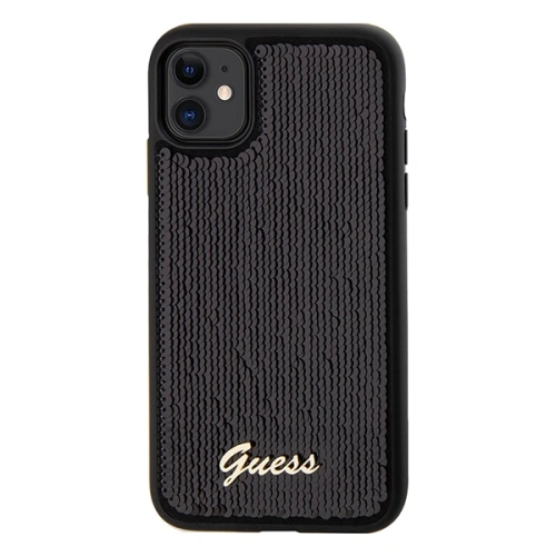 Kup Case Guess GUHCN61PSFDGSK Apple iPhone XR / 11 Hartschale Pailletten Schrift Metall schwarz/black - GUE3054 - {ean13} - Sklep Home Screen