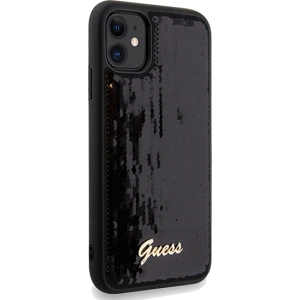 Kup Case Guess GUHCN61PSFDGSK Apple iPhone XR / 11 Hartschale Pailletten Schrift Metall schwarz/black - GUE3054 - {ean13} - Sklep Home Screen