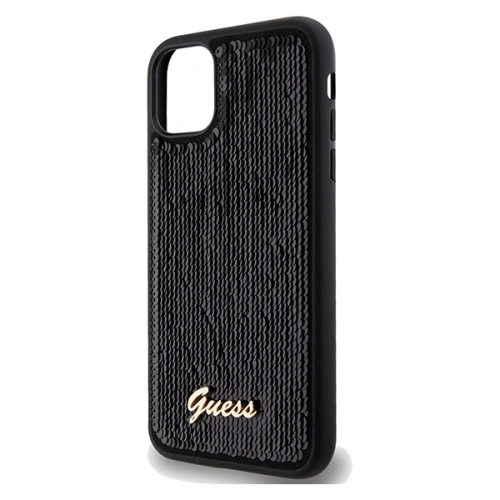 Kup Case Guess GUHCN61PSFDGSK Apple iPhone XR / 11 Hartschale Pailletten Schrift Metall schwarz/black - GUE3054 - {ean13} - Sklep Home Screen
