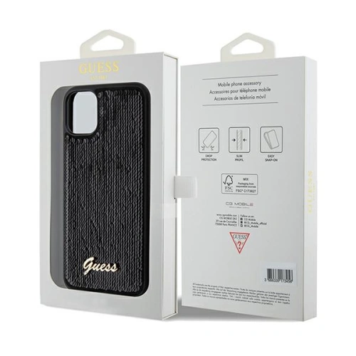 Kup Case Guess GUHCN61PSFDGSK Apple iPhone XR / 11 Hartschale Pailletten Schrift Metall schwarz/black - GUE3054 - {ean13} - Sklep Home Screen