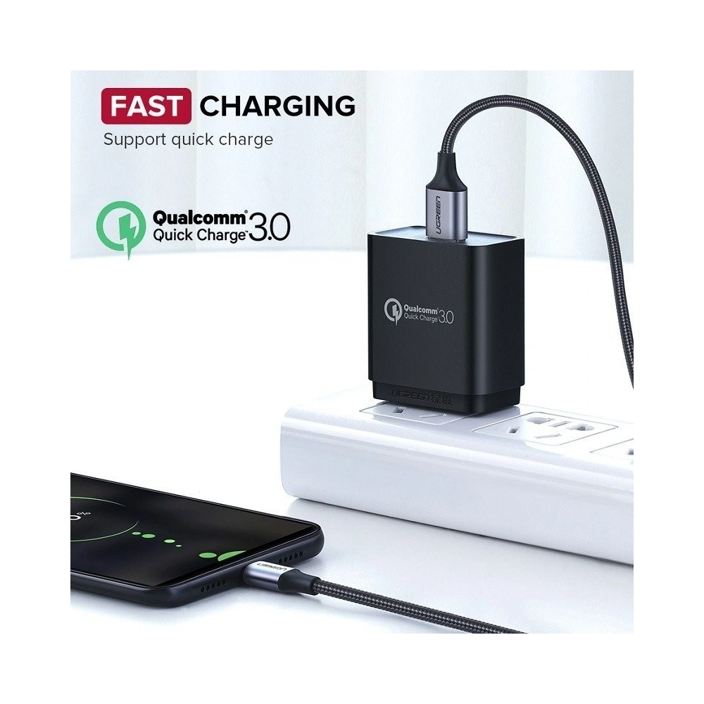 Kabel micro USB UGREEN QC 3.0 2.4A 0.5m (czarny)