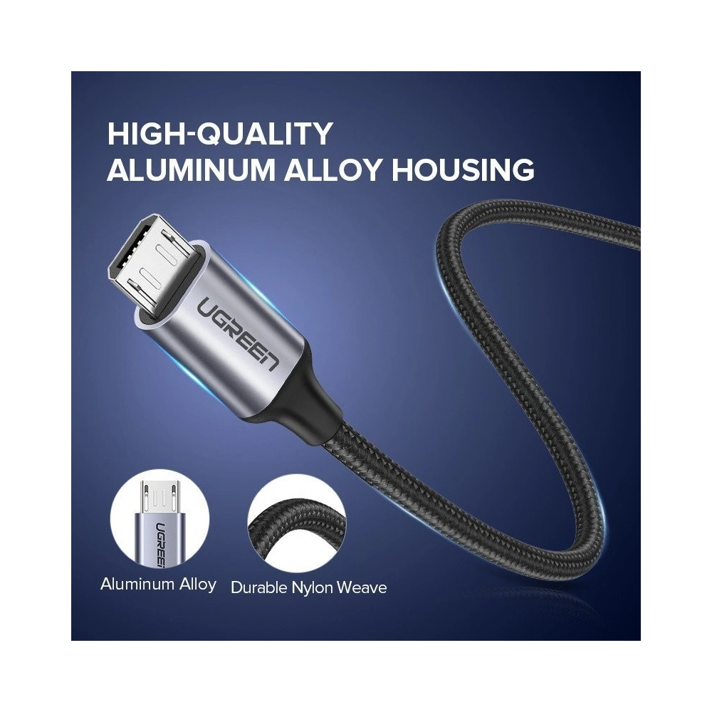 Kabel micro USB UGREEN QC 3.0 2.4A 0.5m (czarny)