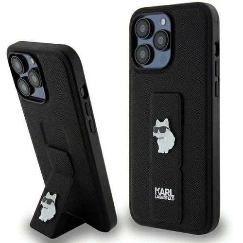 Kup Case Karl Lagerfeld KLHCP13LGSACHPK Apple iPhone 13 / 13 Pro Hardcase Gripstand Saffiano Choupette Pins schwarz/black - KLD1831 - {ean13} - Sklep Home Screen