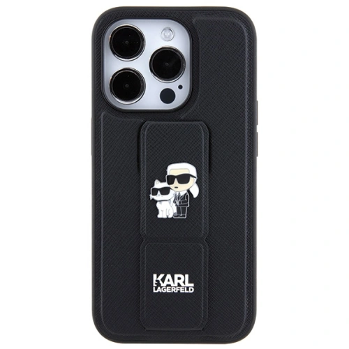 Kup Karl Lagerfeld Apple Carcasă KLHCP13LGSAKCPK iPhone 13 / 13 Pro hardcase Gripstand Saffiano Karl&Choupette Pins negru/negru - KLD1832 - {ean13} - Sklep Home Screen