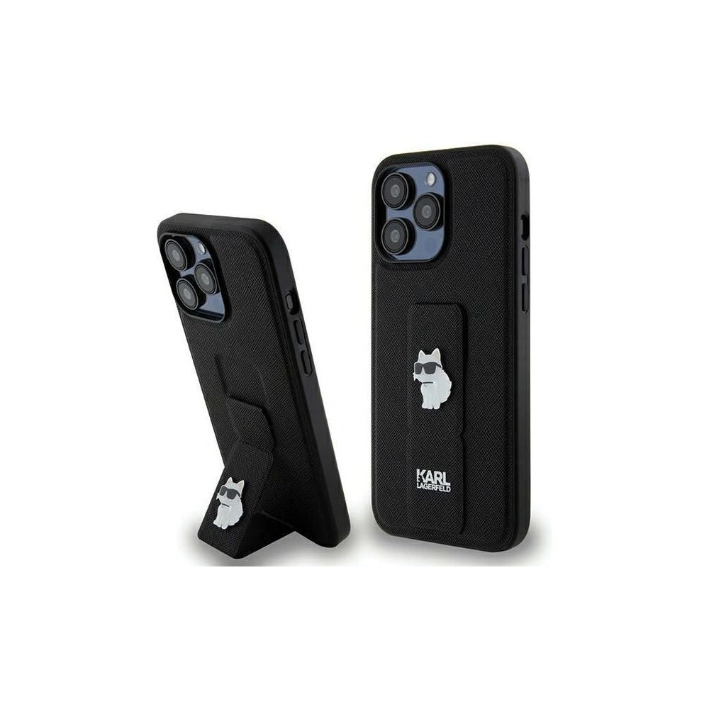 Etui Karl Lagerfeld KLHCP13XGSACHPK Apple iPhone 13 Pro Max hardcase Gripstand Saffiano Choupette Pins czarny/black