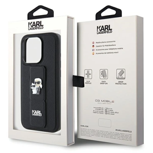 Buy Karl Lagerfeld KLHCP13XGSAKCPK Apple iPhone 13 Pro Max hardcase Gripstand Saffiano Karl&Choupette Pins black - KLD1835 - {ean13} - Home Screen Store Europe