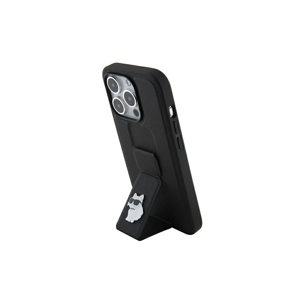 Etui Karl Lagerfeld KLHCP14LGSACHPK Apple iPhone 14 Pro hardcase Gripstand Saffiano Choupette Pins czarny/black